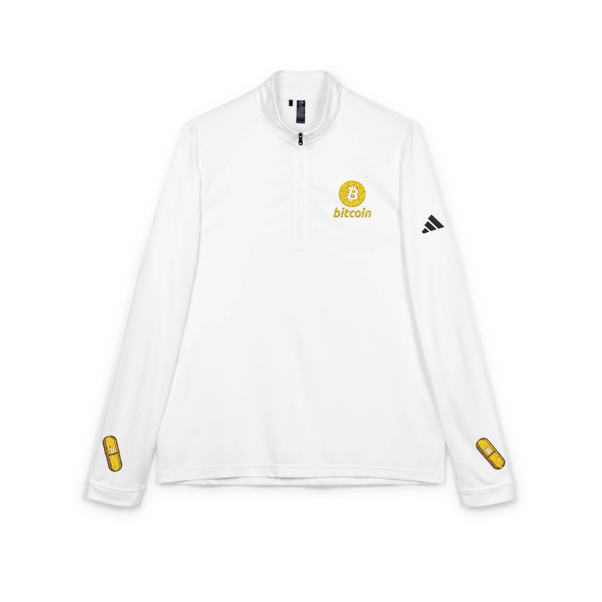 Embroidered Quarter-Zip Bitcoin Logo With Pill Pullover